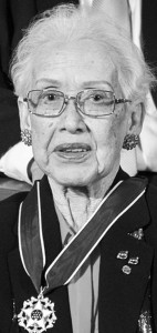 Former NASA mathematician Katherine Johnson after receiving the Presidential Medal of Freedom from President Barack Obama in 2015