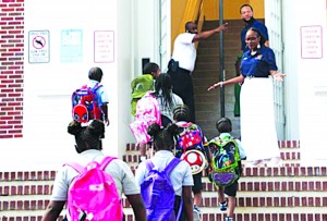 Leah Chase School students entering the school building File photo by John Gray/Verite News