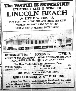 A Lincoln Beach advertisement that appeared in The Louisiana Weekly during its heyday.